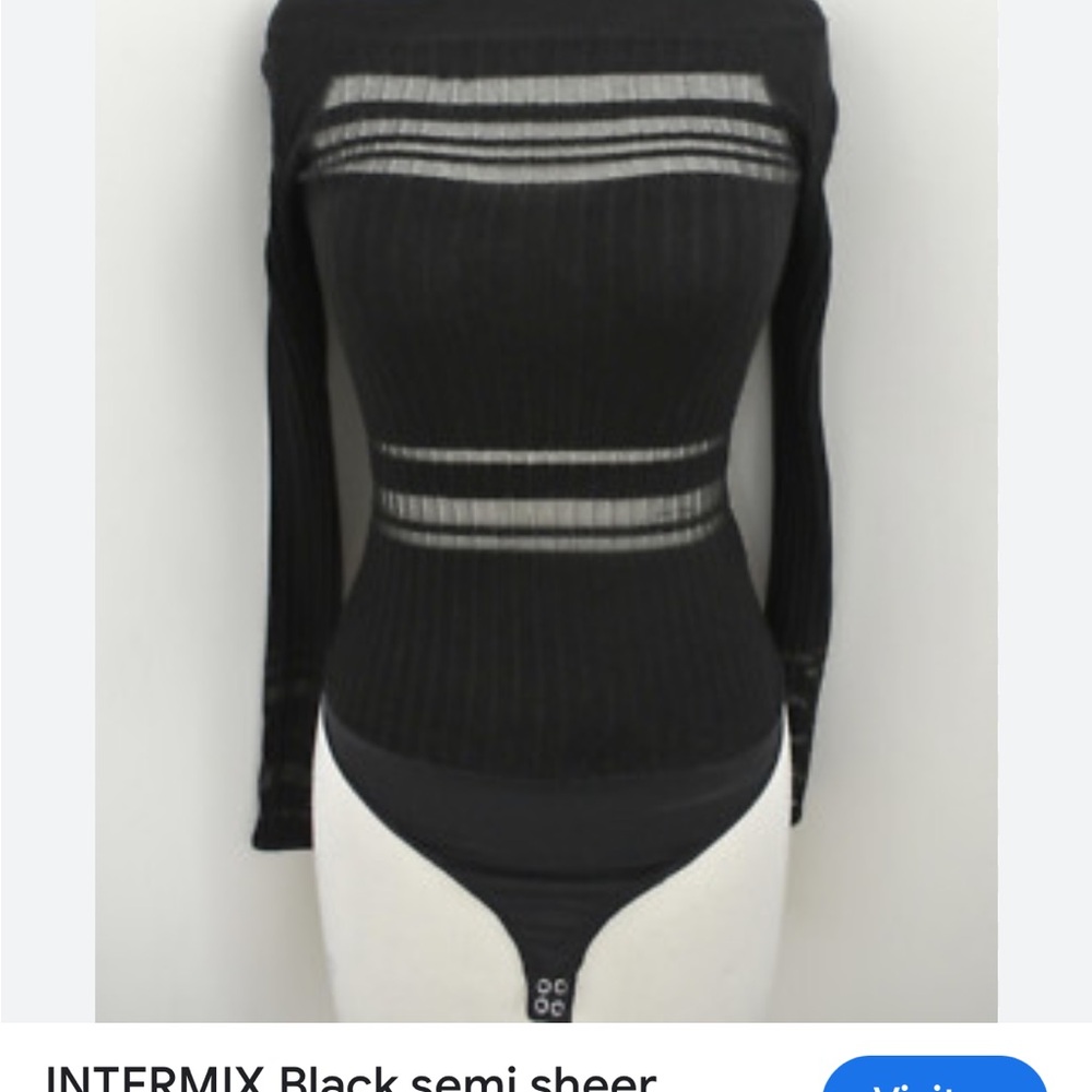 INTERMIX Black Sheer Bodysuit